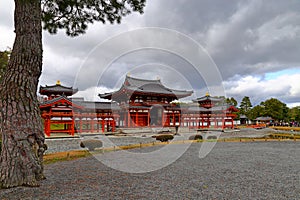 Traditional Japanese architecture in the Byodoin Complex at the city of Uji, Kyoto