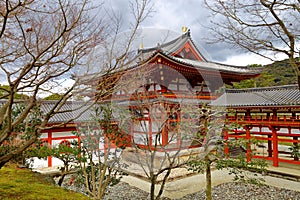 Traditional Japanese architecture in the Byodoin Complex at the city of Uji, Kyoto