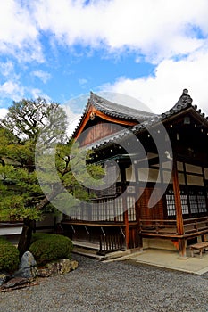 Traditional Japanese architecture in the Byodoin Complex at the city of Uji, Kyoto