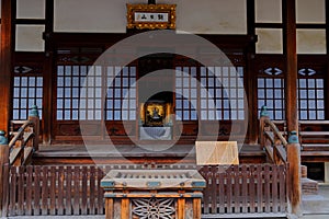 Traditional Japanese architecture in the Byodoin Complex at the city of Uji, Kyoto