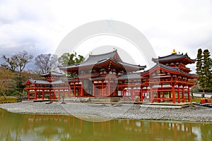Traditional Japanese architecture in the Byodoin Complex at the city of Uji, Kyoto