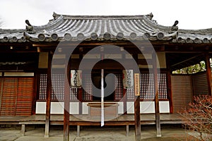 Traditional Japanese architecture in the Byodoin Complex at the city of Uji, Kyoto