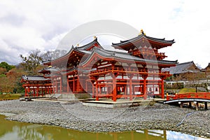 Traditional Japanese architecture in the Byodoin Complex at the city of Uji, Kyoto