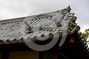 Traditional Japanese architecture in the Byodoin Complex at the city of Uji, Kyoto