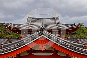 Traditional Japanese architecture in the Byodoin Complex at the city of Uji, Kyoto