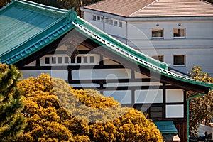 Traditional japanese building at the territory of Tokyo Imperial Palace. Japan