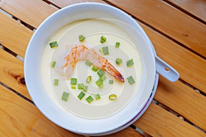 Traditional Japanese cuisine chawanmushi on the table