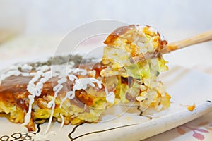 Traditional Japanese cuisine Okonomiyaki Rice