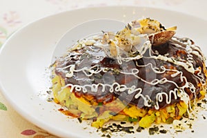 Traditional Japanese cuisine Okonomiyaki Rice