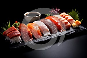 Traditional Japanese dish on a black background