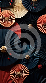 Traditional Japanese fan Sensu decorative pattern vertical background