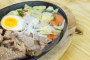 Traditional japanese food on wooden table