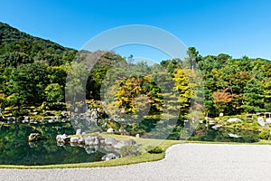 Traditional Japanese garden in early autumn, Kyoto