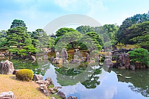 Traditional Japanese garden at Nijo Castle, Kyoto.