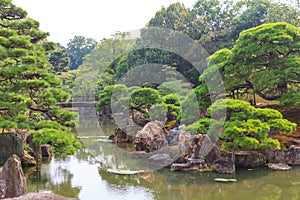 Traditional Japanese garden at Nijo Castle, Kyoto.