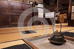 Traditional japanese home interior with fireplace, Takayama, Japan