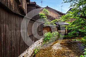 Traditional japanese houses on Shirakawa river, Gion district, K