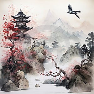 Traditional Japanese Ink Wash Art