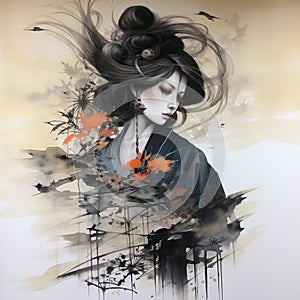 Traditional Japanese Ink Wash Art