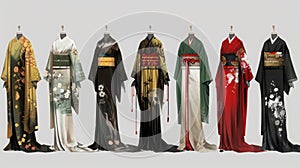 Traditional Japanese Kimonos on Display