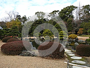 Traditional Japanese Landscape Garden at Nijo Castle, Kyoto, Japan