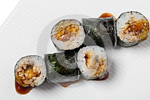 Traditional japanese maki unagi roll.