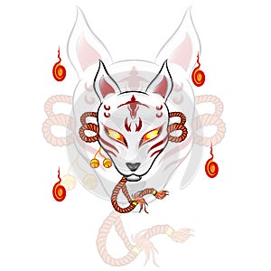 traditional japanese mask anbu kitsune vector illustration