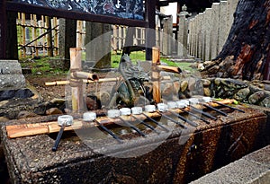 Traditional Japanese Purification Fountain in shrine