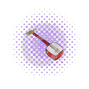 Traditional Japanese shamisen icon, comics style