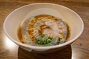Traditional Japanese Shoyu Soya Sauce Ramen Noodles With Chashu Pork