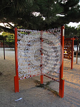 Traditional Japanese strips of paper with written fortunes