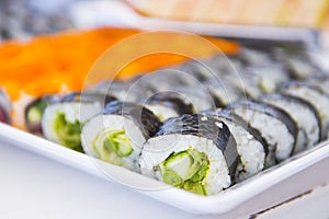 Traditional japanese sushi rolls