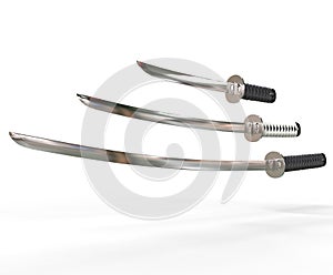 Traditional japanese swords - isolated on white