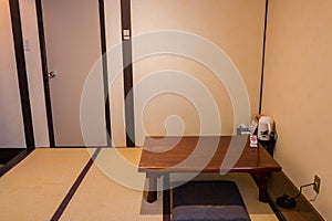 Traditional Japanese Tea Room with tatami mat.