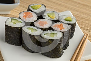 Traditional Japanese vegetable sushi maki