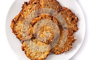 Traditional Jewish latkes or potato pancakes