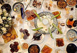 Traditional Jewish moroccan feast called photo