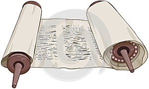 Traditional Jewish Torah Scroll With Text photo