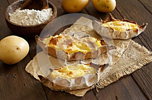 Traditional karelian pasties with potatoes