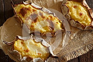 Traditional karelian pasties with potatoes