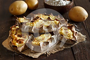 Traditional karelian pasties with potatoes