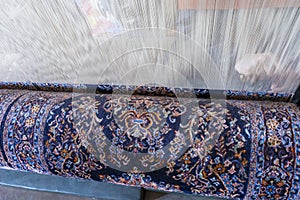 Traditional Kashmiri handmade Persian carpets weaves making carpet is a native weaving craft of Kashmir skilled