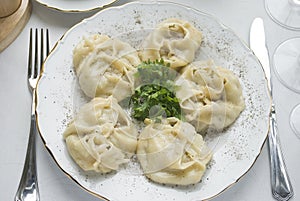 Traditional kazakh and uzbek dish - manti