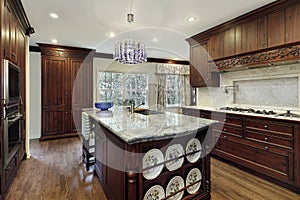 Traditional kitchen with granite island