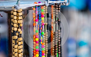 Traditional knitten and wooden beads