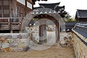 Traditional Korean hanok house entrance