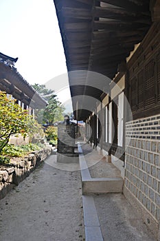 Traditional Korean old Hanok house architecture in Seoul near Namsan village