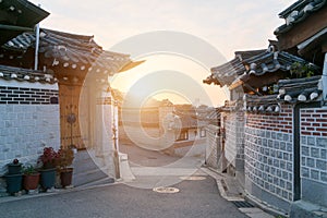 Traditional Korean style architecture at Bukchon Hanok Village i