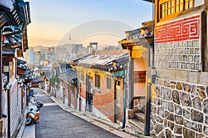 Traditional Korean style architecture at Bukchon Hanok Village i