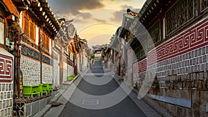 Traditional Korean style architecture at Bukchon Hanok Village in Seoul, South Korea, Bukchon Hanok Village in Seoul, South Korea